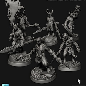 Hell Beasts Lesser Demons | Set of 6 Minis | Edge Miniatures - Hell Demons | 12K Prints