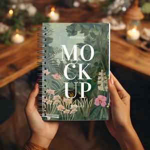 Spiral Notebook Mockup on a Wooden Table with Christmas Theme, Spiral  Planner Mockup with PSD Files, Planner Mockup Fall, Spiral Journal
