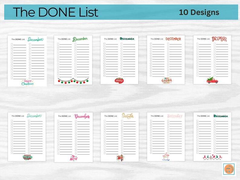 Digital to Do List, Done List Printable, December to Do List, Printable ...