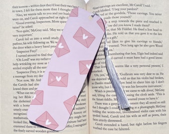 Love Letter Valentine Bookmark - Valentine's Day Bookmarks - Handmade 300gsm Card, Cotton Tassel - Perfect for Book Lovers