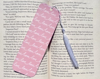 Love Bookmark - Valentine's Day Bookmarks - Handmade 300gsm Card, Cotton Tassel - Perfect for Book Lovers