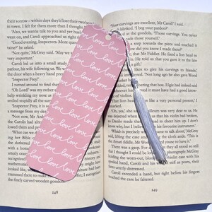 Love Bookmark - Valentine&#39;s Day Bookmarks - Handmade 300gsm Card, Cotton Tassel - Perfect for Book Lovers