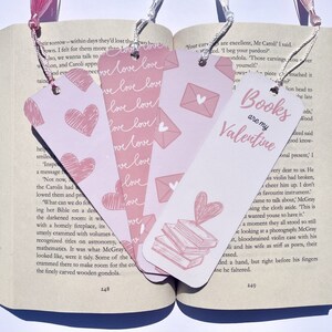 Valentine&#39;s Day Bookmarks - Books are my Valentine Bookmark  - Handmade 300gsm Card, Cotton Tassel - Perfect for Book Lovers