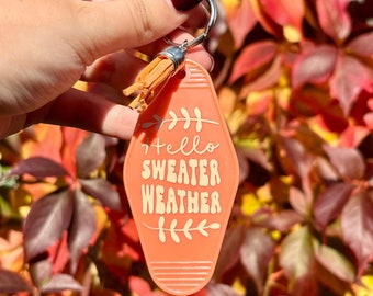 Fun Driving Motel Keychain with Coloured Tassel - Customisable Colours and Words - Motel Keyrings - Sweatet Weather - Autumn Keychain