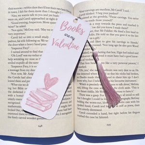 Books are my Valentine Bookmark - Valentine&#39;s Day Bookmarks - Handmade 300gsm Card, Cotton Tassel - Perfect for Book Lovers