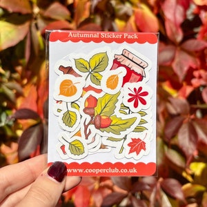 Autumn Stickers Pack, Die Cut Fall Stickers, Set of 15 Aesthetic Nature Stickers, Autumn Leaves Stickers For Planners And Notebooks