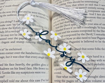 Daisy Name Bookmark with Cotton Tassel - Customisable Colours - 3x11cm - Summer Stationary
