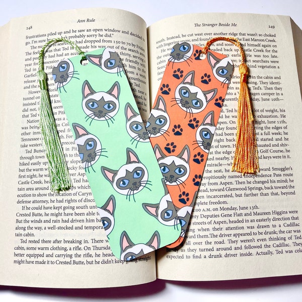 Siamese Cat Bookmark With Tassel, Custom Cat Bookmark, Cute Siamese Cat Laminated Bookmark, Pet Bookmark Book Lover Gift