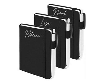 Personalised Black A5/ A6 Notebook - Custom Name - Lined with Pen, Pen Loop & Elastic Closure