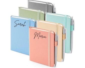 Personalised Pastel A6 Notebook - Custom Name - 6 Colours - Lined with Pen, Pen Loop & Elastic Closure
