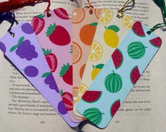 Fruit Bookmarks - Bookmarks With Tassel, Custom Fruit Bookmark, Colourful Aesthetic Laminated Bookmark, Gift For Readers