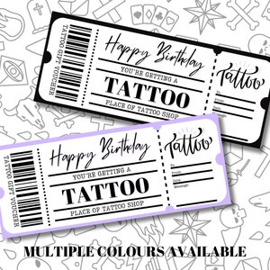 Tattoo Gift Card, Personalised Gift Voucher, Physical or Printable Voucher with Envelope, Birthday Voucher, Christmas Gift Card, Anniversary image 1
