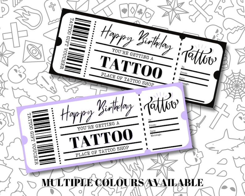 Tattoo Gift Card, Personalised Gift Voucher, Physical or Printable Voucher with Envelope, Birthday Voucher, Christmas Gift Card, Anniversary image 1