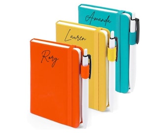 Personalised A5 / A6 Notebook - Custom Name - 3 Colours - Lined with Pen, Pen Loop & Elastic Closure