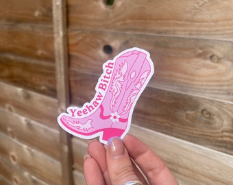 Yeehaw Bitch Cowboy Boot Stickers - 4 Colours - Matte Vinyl Decals for Laptops, Bottles, Notebooks - Perfect Gift