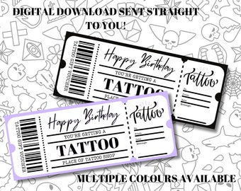 Digital Download Tattoo Gift Card, Personalised Gift Voucher, Printable Gift Voucher, Birthday Voucher, Christmas Gift Card, Anniversary