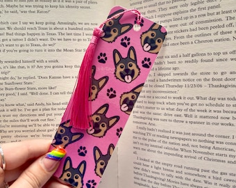Dog Bookmark, German Shepherd Bookmark With Tassel, Custom Dog Paw Laminated Bookmark, Aesthetic Bookmark Gift For Readers