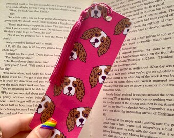 King Charles Bookmark With Tassel, Custom Dog Bookmark, Cute King Charles Laminated Bookmark, Pet Bookmark Book Lover Gift