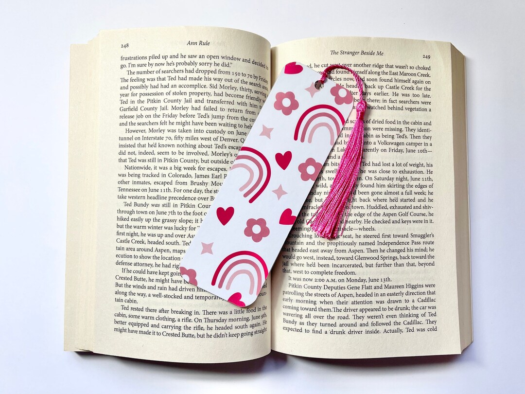 Pink Color Bookmark Cute Pink Rainbow Bookmark - Colourful Laminated 300gsm Card With ...