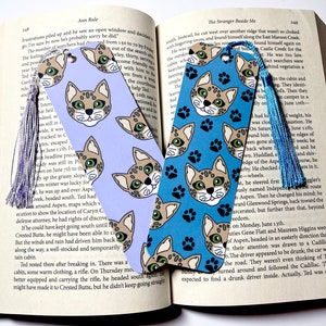 Cat Bookmark, Savannah Cat Bookmark With Tassel, Custom Cat Paw Laminated Bookmark, Aesthetic Bookmark Gift For Readers