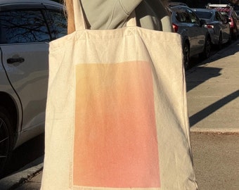 Gradient Reusable Tote Bag- Apricot Aura Ascending Threads - Sustainable Gift, Green, Ecoconscious Gift, Eco-friendly Style, Aesthetic