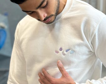 Embroidered Climbing Holds Crewneck Pullover Sweatshirt gift for climber purple, lilac, lavender minimalist abstract