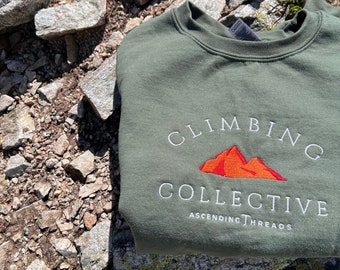 Outdoor Climbing Embroidered Vintage Style Crewneck Sweatshirt - for Rock Climbers, Bouldering, Mountain Sweatshirt
