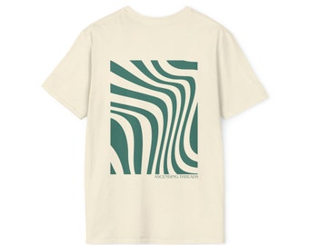 Ascending Waves T-Shirt - Forest Green Climbing Graphic Tee Shirt Gift for Rock Climbers, Outdoorsy, Vintage Style, Hikers, Surfers, Skating