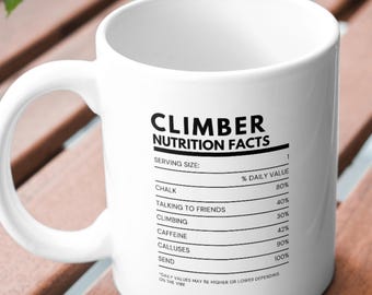 Rock Climber Ingredients Mug - Funny Gift for Climbers, Bouldering, top roping gift
