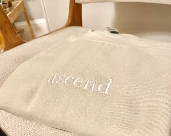 Ascend Embroidered Crewneck Sweatshirt - for surfers, hikers, rock climber, athletes, skaters