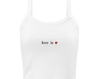 Embroidered Love is Love Cropped Pride and Ally Tank Top