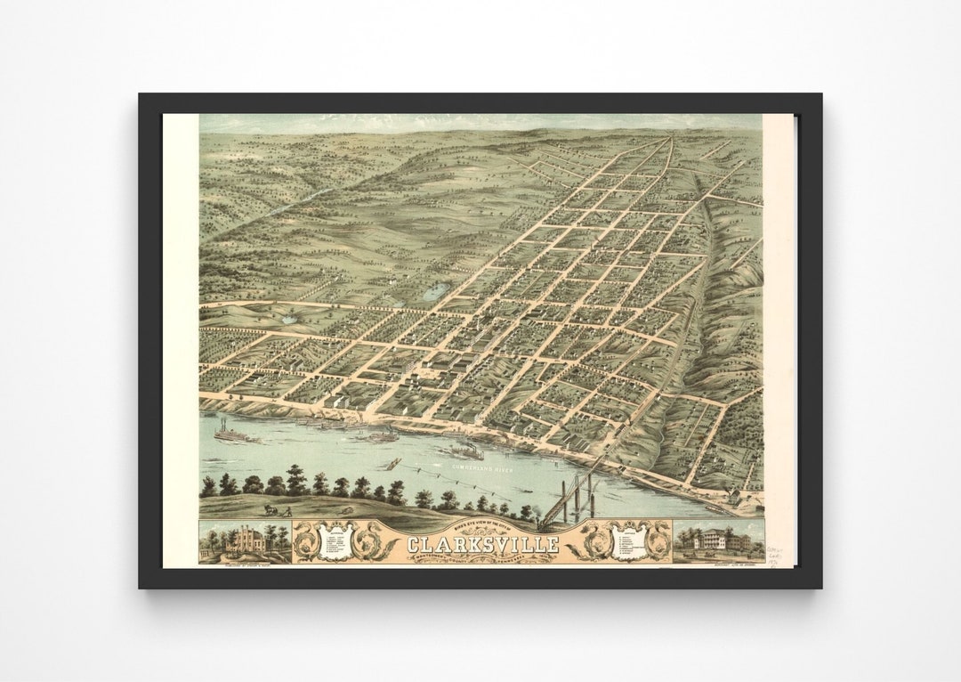 Vintage Map of Clarksville Clarksville Archival Poster Etsy