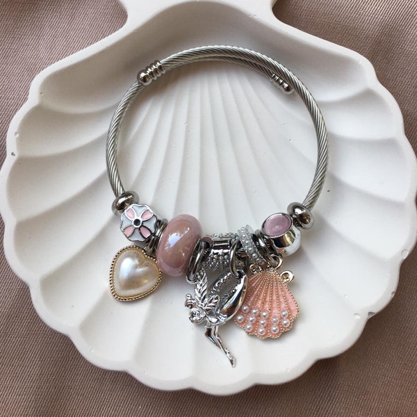 Pandora de acero inoxidable con encanto de niña hada - Único, duradero e hipoalergénico, colgante de acero, regalo para su mamá gf bf, joyas de mujer