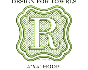 Embossed Complete Clover Border Monogram Embroidery Design for Towels and Plush Fabric 4x4 Hoop| Knock Down Machine Embroidery Monogram Font
