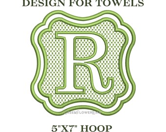 Embossed Complete Clover Border Monogram Embroidery Design for Towels and Plush Fabric 5x7 Hoop| Knock Down Machine Embroidery Monogram Font