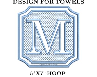 Embossed Complete Square Royal Monogram Embroidery Design for Towels and Plush Fabric 5x7 Hoop| Knock Down Machine Embroidery Monogram Font