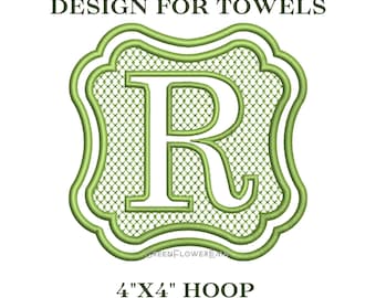 Embossed Complete Clover Border Monogram Embroidery Design for Towels and Plush Fabric 4x4 Hoop| Knock Down Machine Embroidery Monogram Font