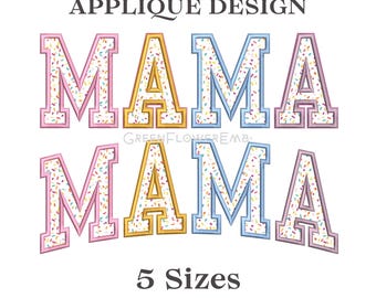 MAMA Applique Machine Embroidery Design - 5 Sizes | Curved & Straight Versions | Custom Placement | Trendy Sweatshirt Applique Digital File