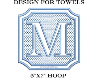 Embossed Complete Square Royal Monogram Embroidery Design for Towels and Plush Fabric 5x7 Hoop| Knock Down Machine Embroidery Monogram Font