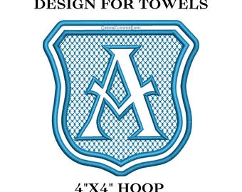 Embossed Complete Crest Medieval Heraldic Shield Monogram Embroidery Design for Towels and Plush Fabric 4x4 Hoop| Vintage Historical Design