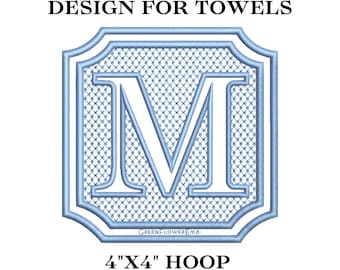 Embossed Complete Square Royal Monogram Embroidery Design for Towels and Plush Fabric 4x4 Hoop| Knock Down Machine Embroidery Monogram Font