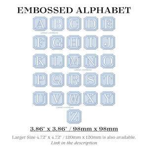 Embossed Complete Square Royal Monogram Embroidery Design for Towels and Plush Fabric 4x4 Hoop| Knock Down Machine Embroidery Monogram Font image 3