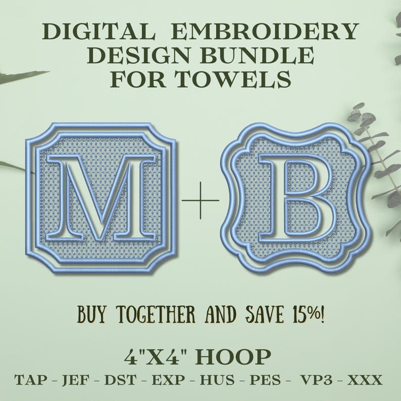 Embossed Square & Clover Royal Monogram Embroidery Design Bundle for ...