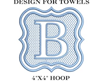 Vintage Embossed Complete Square Royal Monogram Embroidery Design for Towels 4x4 Hoop | Victorian Knockdown Stitch for Plush Fabric | PES