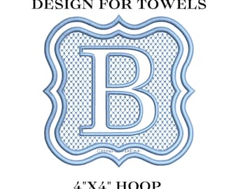 Vintage Embossed Complete Square Royal Monogram Embroidery Design for Towels 4x4 Hoop | Victorian Knockdown Stitch for Plush Fabric | PES