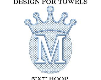 Crown Embossed Monogram Embroidery Design | Complete Alphabet for Towels and Plush Fabric | 5x7Hoop | Knock Down Machine Embroidery PES Font