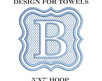 Vintage Embossed Complete Square Royal Monogram Embroidery Design for Towels 5x7 Hoop | Victorian Knockdown Stitch for Plush Fabric | PES