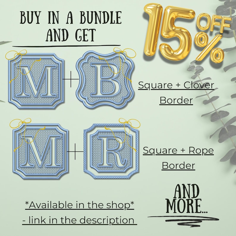 Embossed Complete Square Royal Monogram Embroidery Design for Towels and Plush Fabric 4x4 Hoop| Knock Down Machine Embroidery Monogram Font image 7