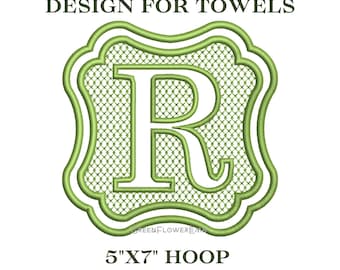 Embossed Complete Clover Border Monogram Embroidery Design for Towels and Plush Fabric 5x7 Hoop| Knock Down Machine Embroidery Monogram Font