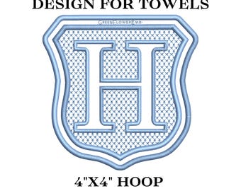 Embossed Monogram Complete Crest Alphabet Machine Embroidery Design for Towels and Plush Fabric 4x4 Hoop| Heraldic Shield Vintage Medieval